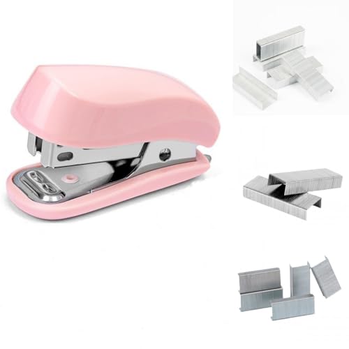 Modern Pink Color Mini Stapler with Staples,Small Cute Stapler