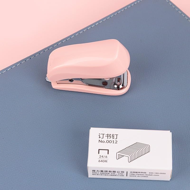 Modern Pink Color Mini Stapler with Staples,Small Cute Stapler